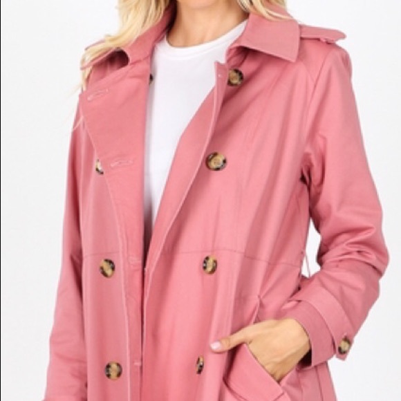 🎉2X HOST PICK🎉ROSE DOUBLE BREASTED TRENCH COAT - Picture 2 of 8